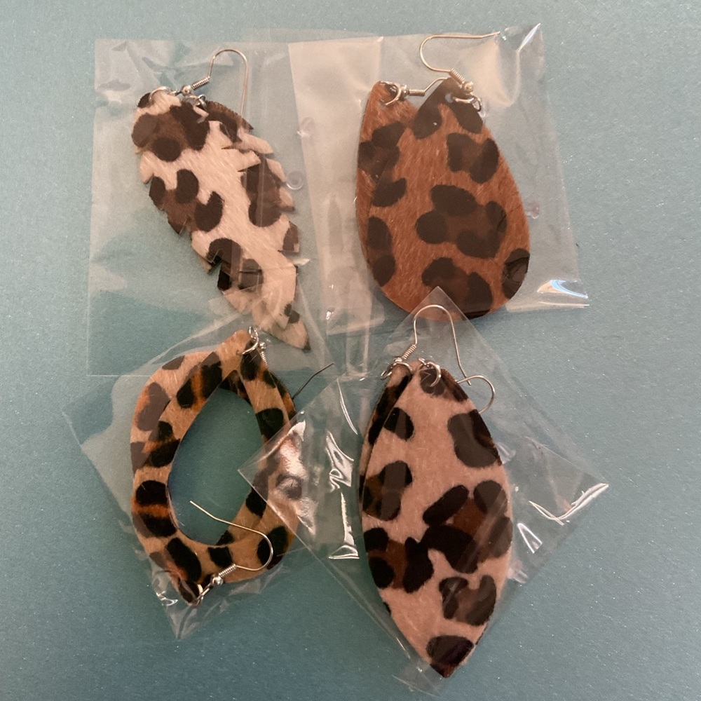 New Animal Print Earrings 4 pack (design may vary)